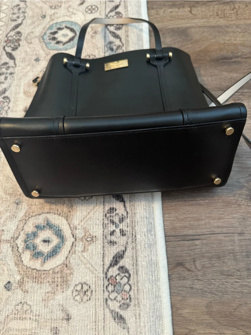 kate spade Black Leather Satchel with Ivory Strap